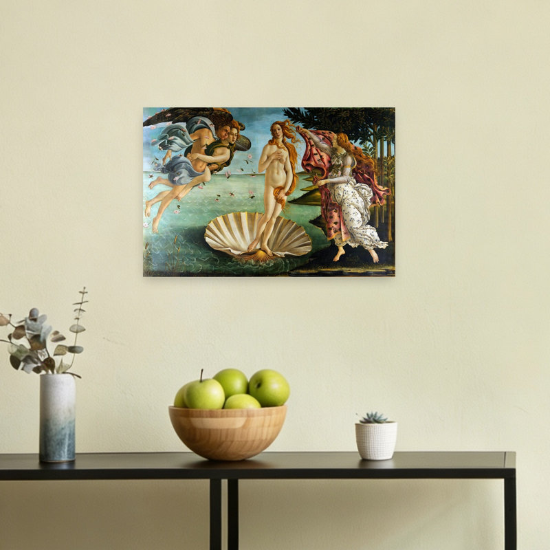 Birth Of Venus Classic Abstract Coastal Landscape Wall Art Print by Sandro Botticelli - Wrapped Canvas Print
