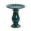 Élégant bain d'oiseaux en céramique pour l'extérieur avec motif floral 21,7 po, vert jade-1747560501