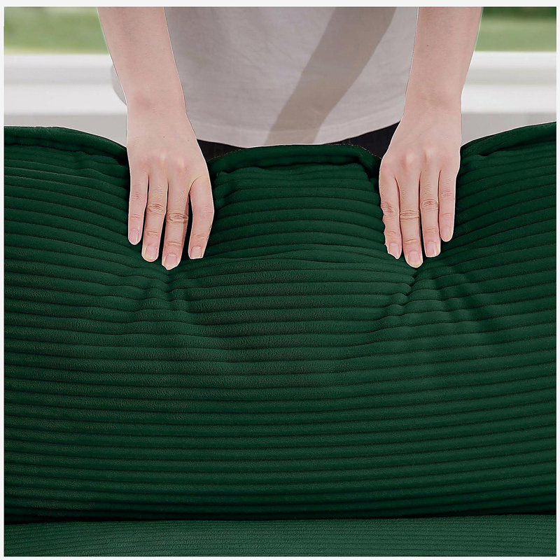 Canapé moderne en tissu, avec 4 coussins, velours vert, canapé à assise profonde