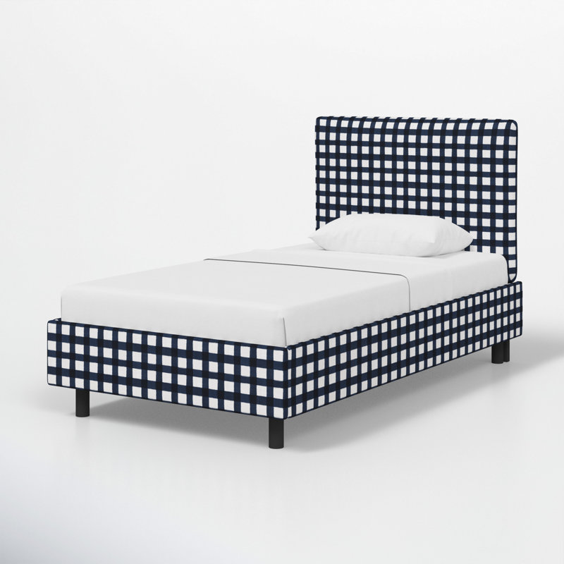 Lit plateforme Sawyer, Simple, Vichy à gros carreaux bleu