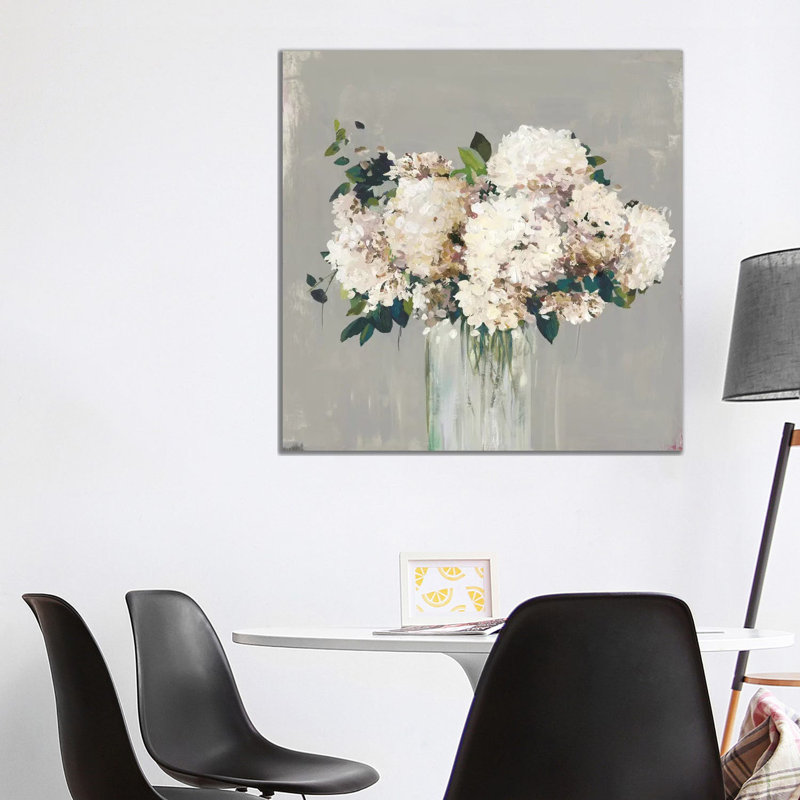 White Hydrangea by Allison Pearce - Wrapped Canvas Painting, 93.98 cm H x 93.98 cm W x 3.175 cm D, No Frame