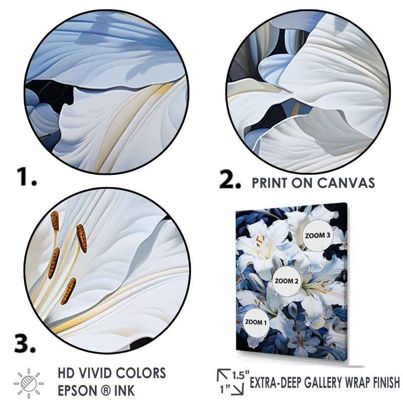 «White Serenade Beauty of Lilies IV» sur impression sur toile, Toile tendue, H 40 po x l 30 po x P 1,5 po