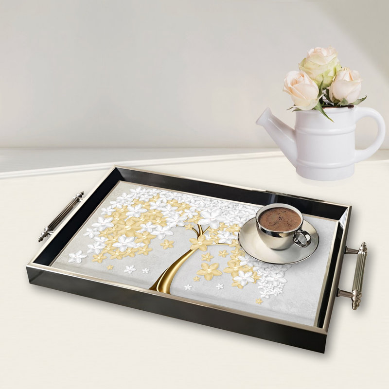 Elegant Glass Tray, 19.7 x 11.4 x 1.4 inches | 100% Durable Glass Construction | Easy to Clean with Damp Cloth | Ideal for Serving, Decorative Display, and Organizing | Stylish Addition to Home Décor