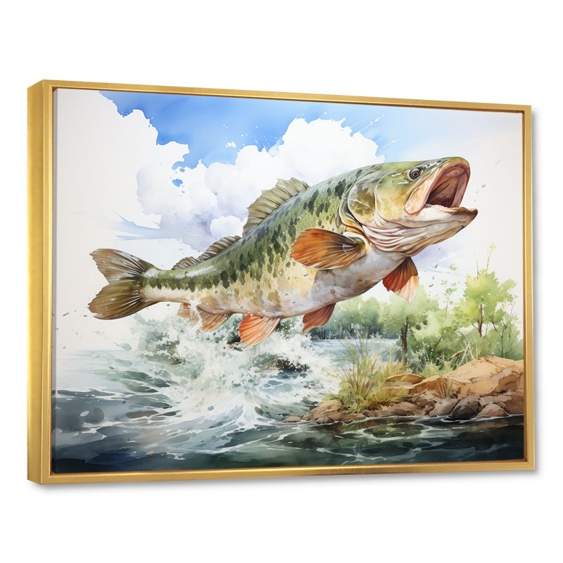 " Fishing Dreams II ", Gold Floater Framed, 34" H x 44" W
