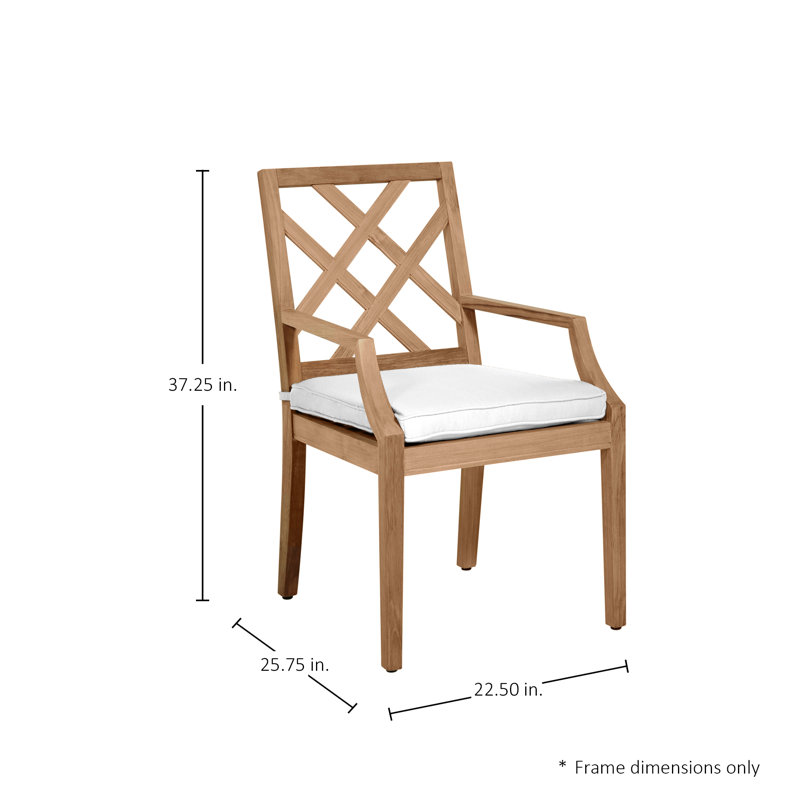 Chaise de patio avec coussins Haley, Pas de soudure, InsideOut® Rollo ‑ lin argent, Teck naturel