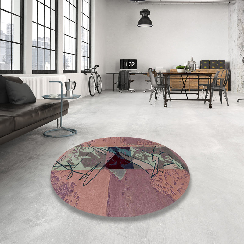 Tapis multicolore à motif abstrait Pylesville, Rond 4 pi