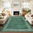 Scalloped Edge Area Rug 9' x 12' Low-Pile Stain-Resistant Fabric Non-Slip Backing Neutral Green Carpet for Living Room Bedroom and Nursery-913248240-913247242