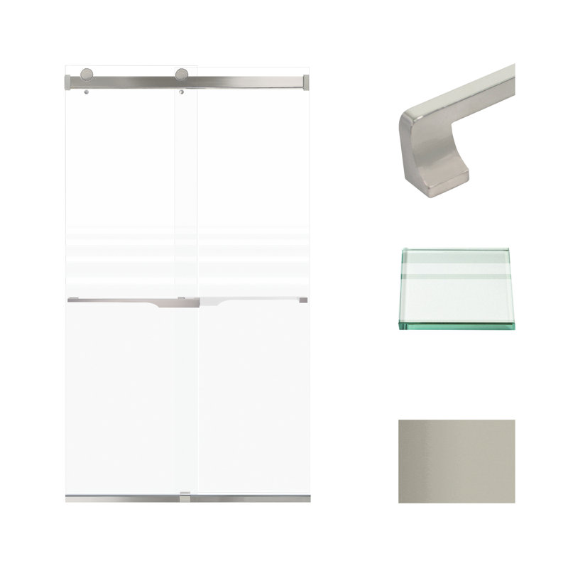 Porte de douche coulissante sans cadre Transoli Brianna, l 48 po x H 80 po, verre trempé givré 5/16 po