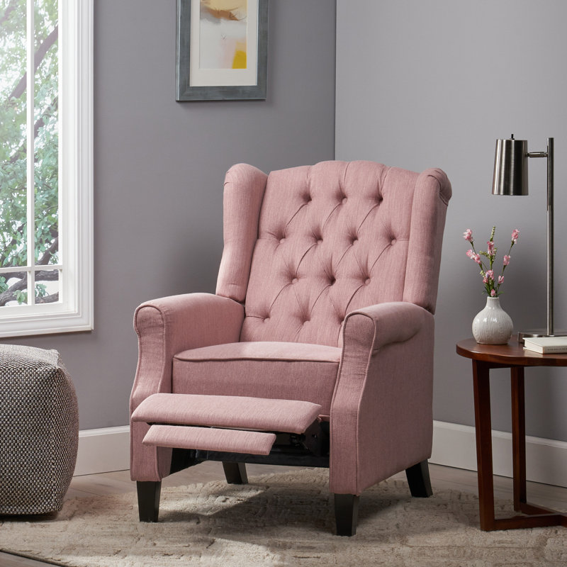  Fauteuil inclinable manuel de 28 pouces de large, inclinable élégant pour le salon, la chambre à coucher, rose