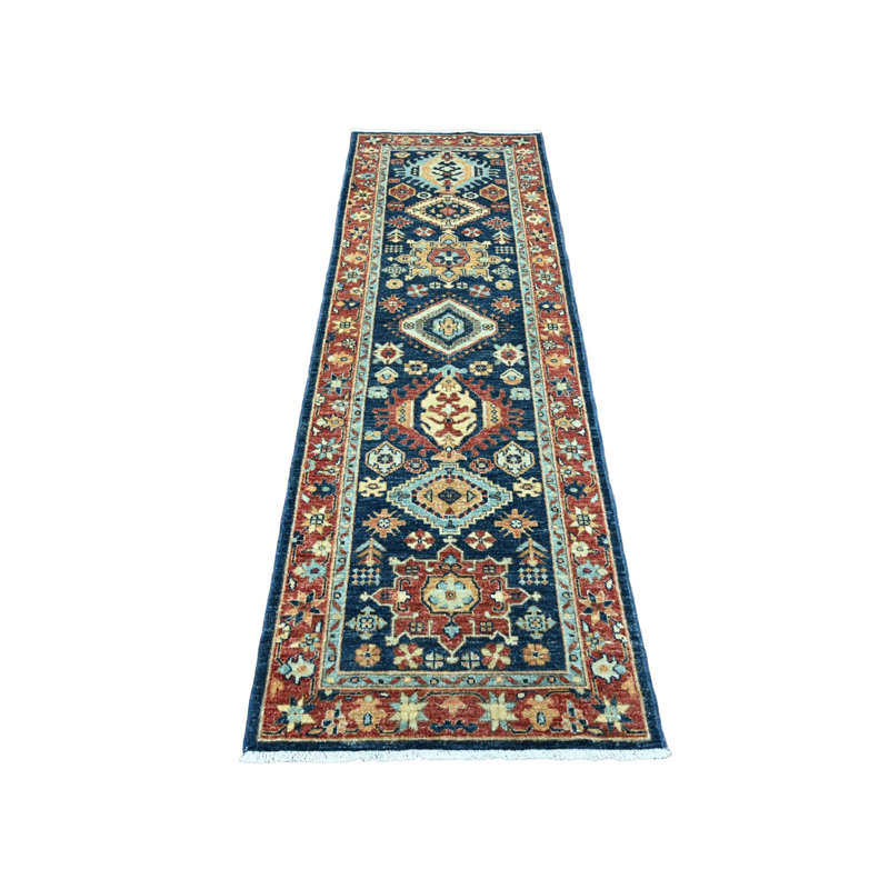 Tapis de couloir bleu en laine noué à la main 2 pi 7 po x 8 pi Yale Peshawar Karjihooz 01CC6A11716A4CB08AF5889574F1EE4B