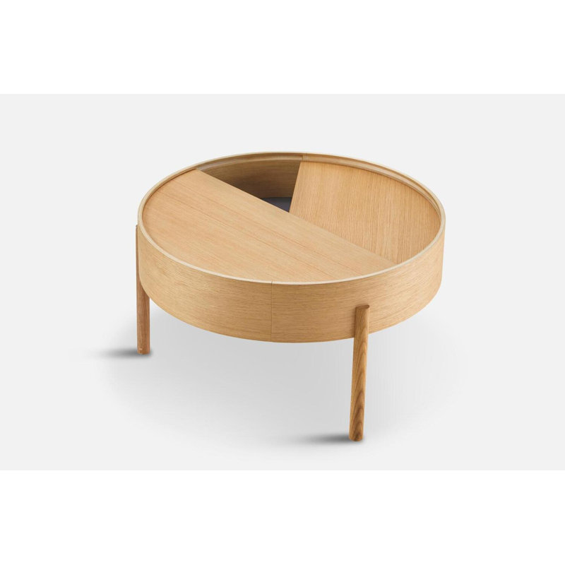 Arc Coffe Table, 15" H x 26" L x 26" W, Oiled Oak