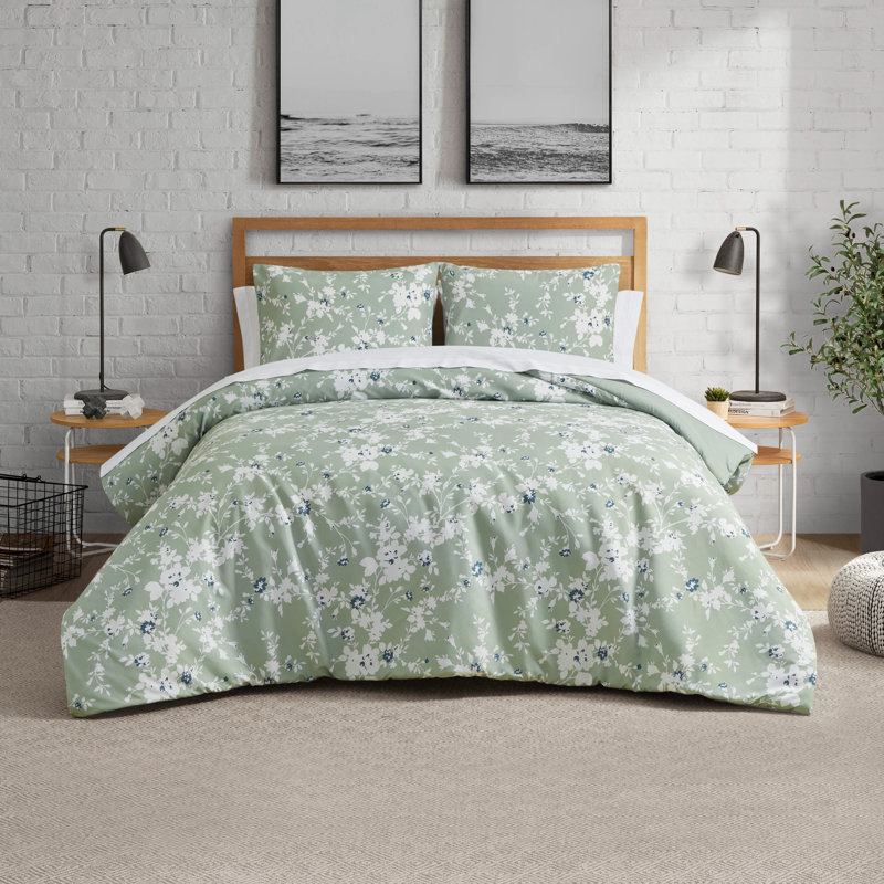 Full Blue Reversible Microfiber Comforter Set with Piped Edges
