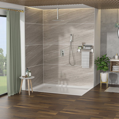 Ceiling Mount Dual Shower Head - Gold 16 Inch Square With Balance And Arm Function System Valve