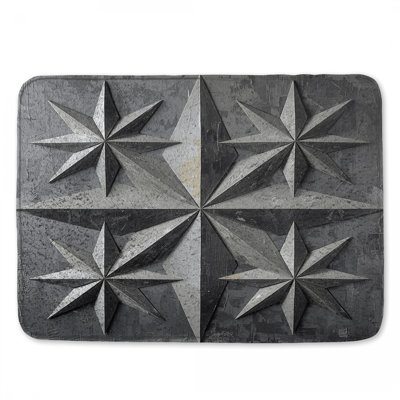 Gray 3D Geometric Stars Bath Mat