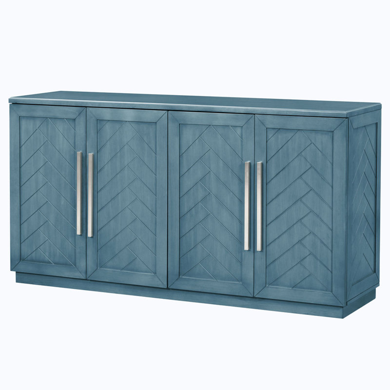 Armoire de rangement à 4 portes, tablettes réglables, Bleu antique