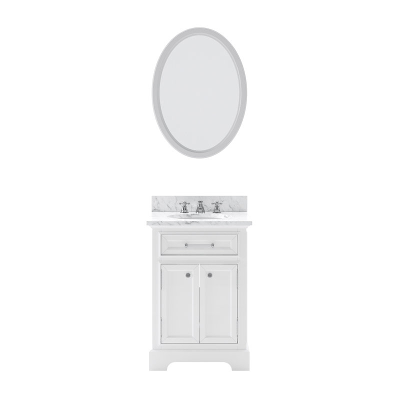 Derby 24" Single Sink Bathroom Vanity Set with Faucet, White, Mirror Included