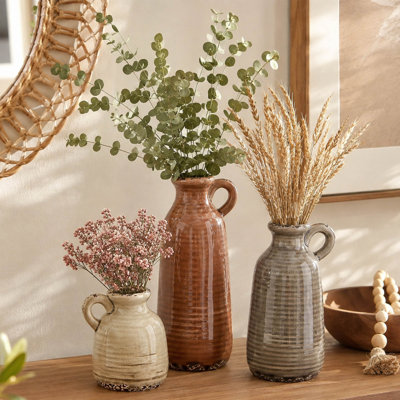 Ensemble de 3 vases en céramique avec poignée