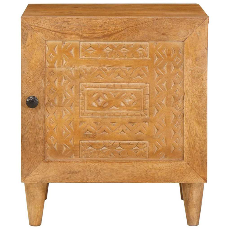 40cm W Solid Wood Bedside Table, Light Brown