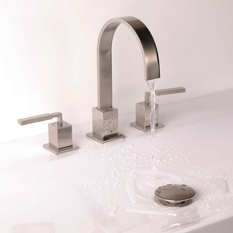 Kubista Widespread Bathroom Faucet with Drain Assembly, Brushed Nickel