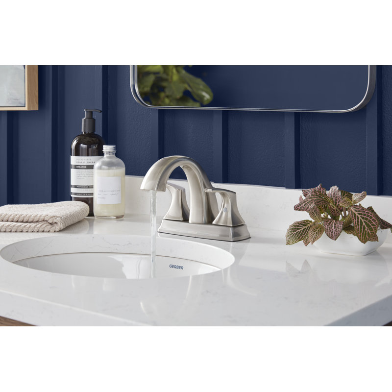 Vaughn Centerset Bathroom Faucet with Drain Assembly, Brushed Nickel