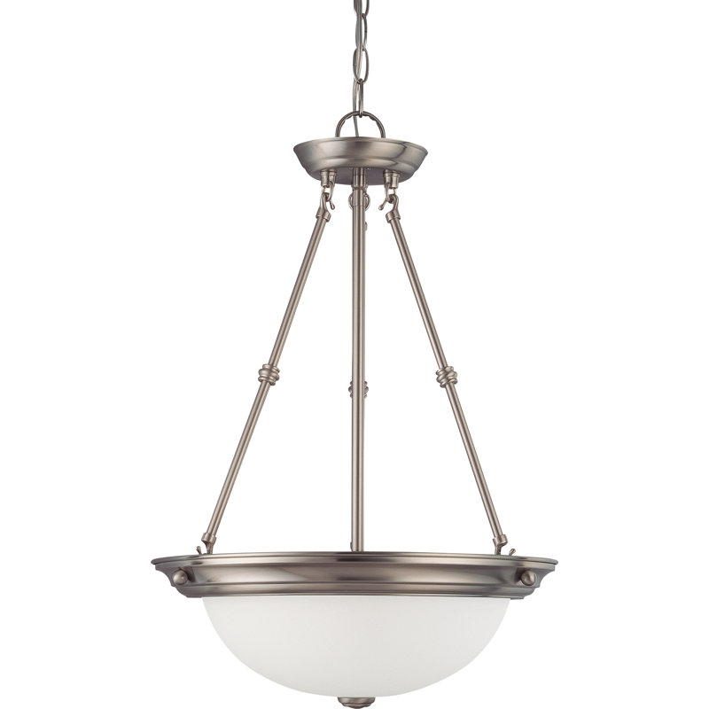 Caffey 3 - Light Unique/Statement Pendant, 27.75" H x 20" W, Brushed Nickel / White, No / 60