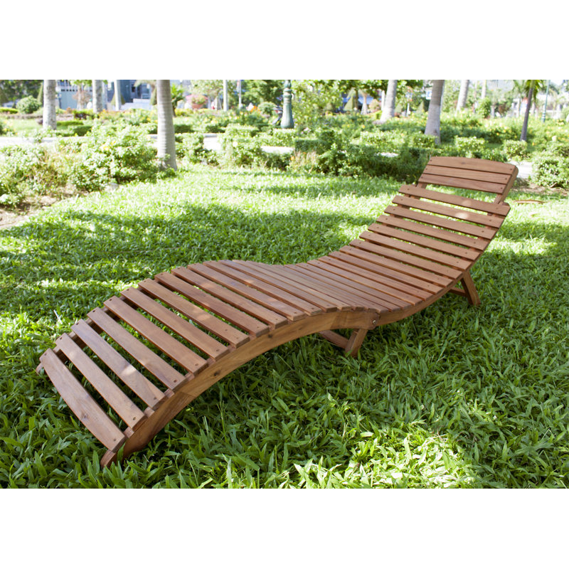 Luiza Outdoor Acacia Wood Chaise Lounge
