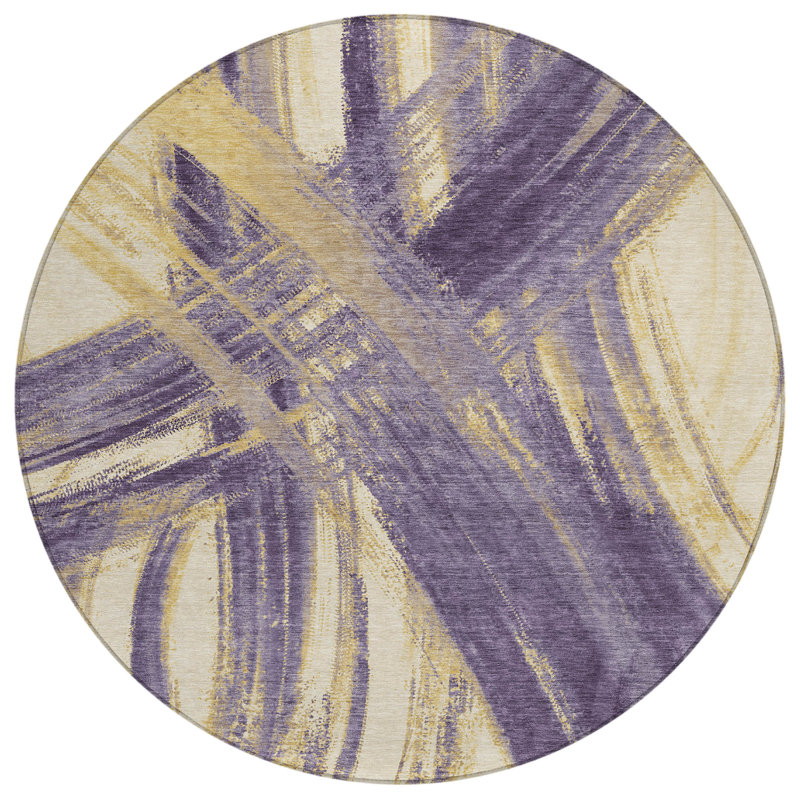 Machine Washable Indoor/Outdoor Lockway ACN2421 Abstract Rug, Round 8'