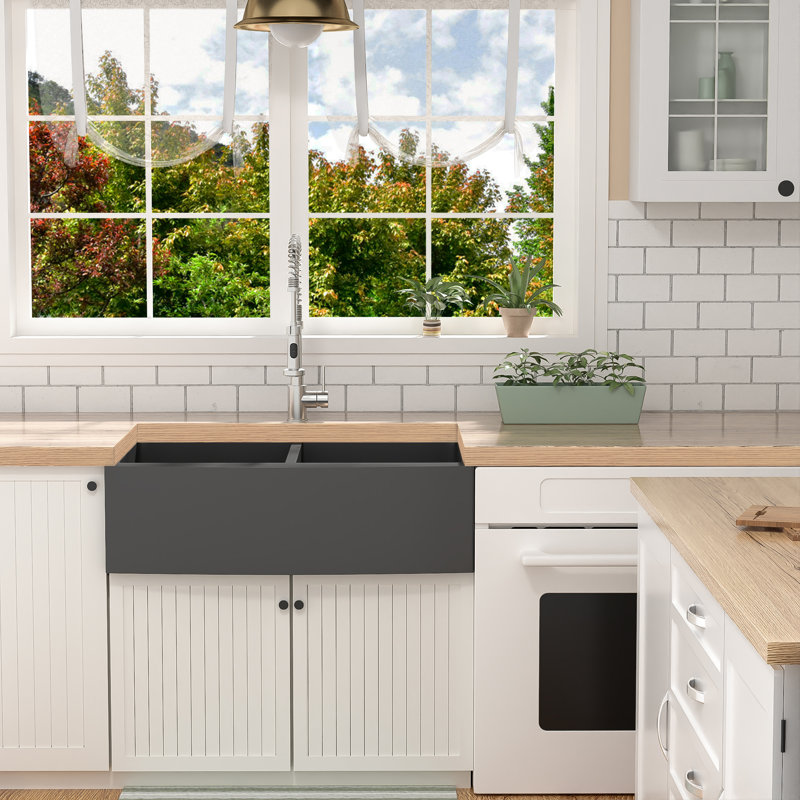 Évier de cuisine à tablier frontal avec accessoires L 36 po x l 21 po
