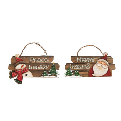  Ensemble de 2 décorations de Noël à lattes en contreplaqué rustique Cmas