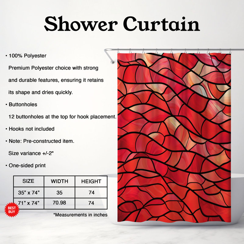 Rouge, blanc, bleu - rideau de douche standard 1 pièce, H 74 po x l 71 po