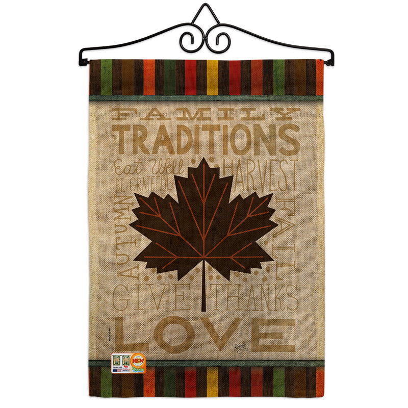 En toile jute d’automne 2 côtés en toile jute 19 po x l 13 po famille traditions drapeau de jardin