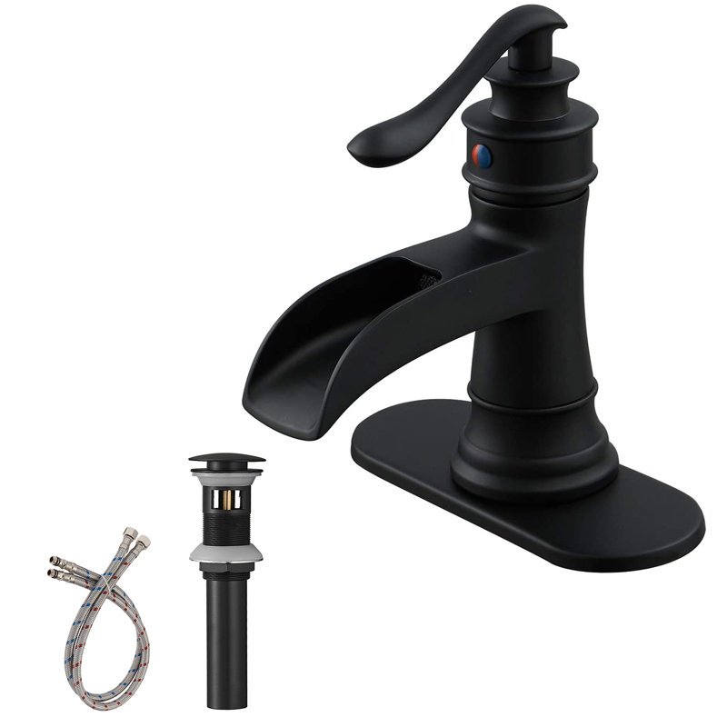 Single Hole Bathroom Faucet, Matte Black, No
