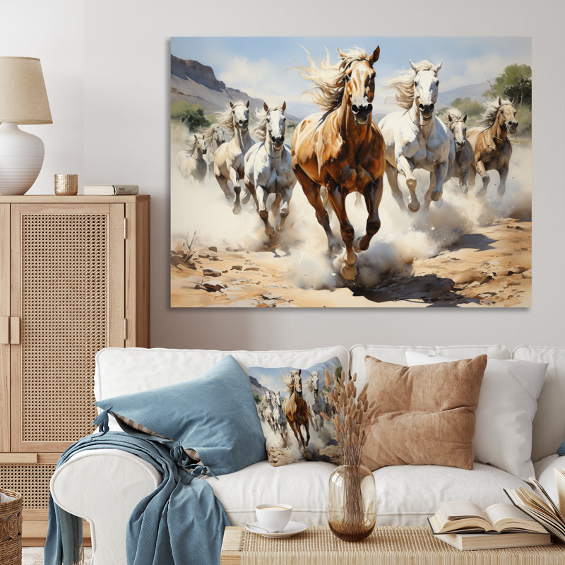 Cowboy Wild Mustangs Cowboys - Cowboys Canvas Art Print, H 12 po x l 20 po x P 1 po, Toile tendue
