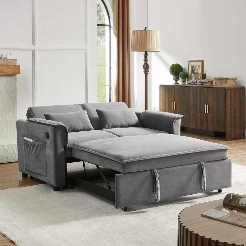 Canapé-lit convertible en tissu Modern, Gris