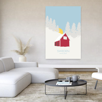 Sweden Abstract Contemporary Christmas Tree Nature Winter Wall Art Print 1 Piece Wrapped Canvas Wall Art