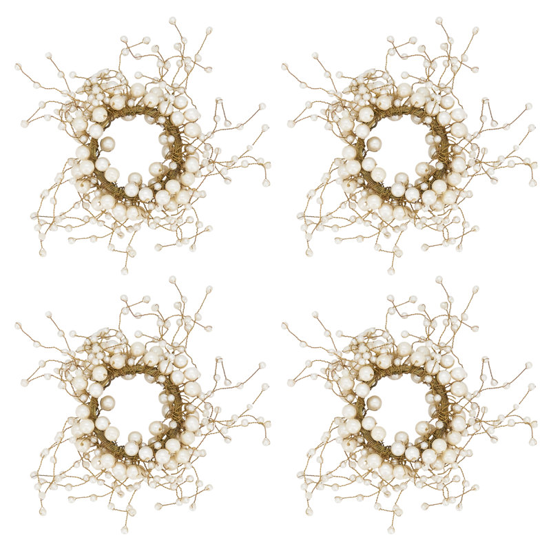Ivory Pearl Design Decorative Napkin Rings Set of 4