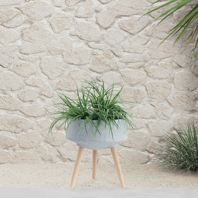 S/2 11/15" Terrazzo Planter W/ Wood Legs