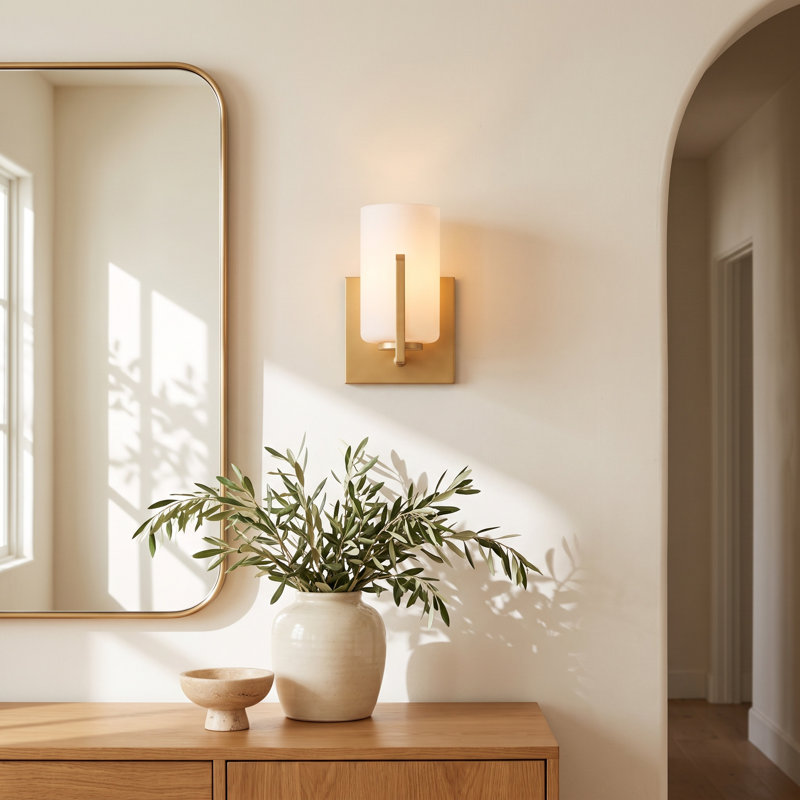 Rowanne Steel Armed Sconce, Satin Brass