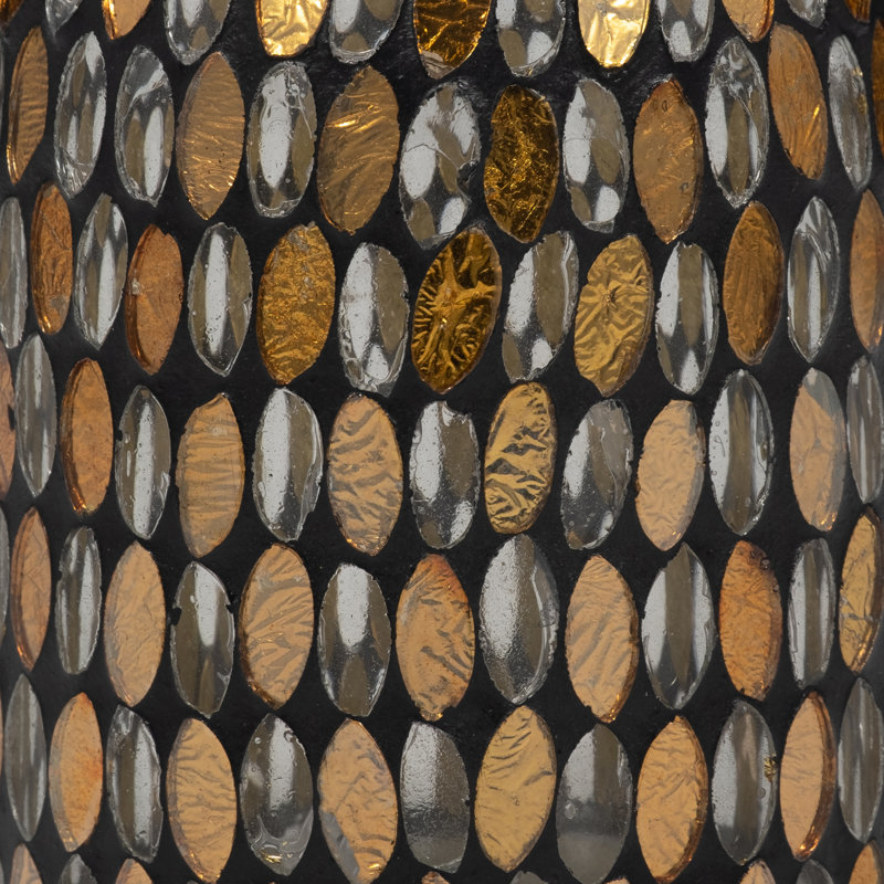 Vase décoratif en verre Glam, H 7 po x l 4 po x P 4 po, Mosaïque bronze / cuivre
