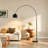 Black Arched Floor Lamp, Metal Lampshade & Base