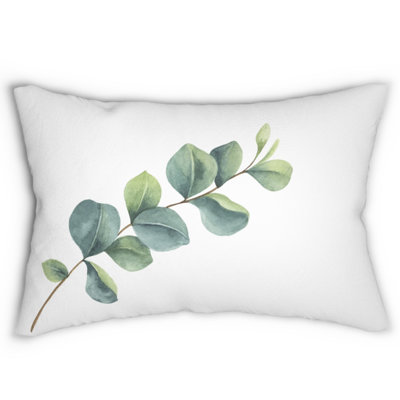 Decorative Leaf Print Lumbar Pillow - Elegant Home Decor | Botanical Throw Pillows | Nature-Inspired Watercolor Greenery Accent Pillows