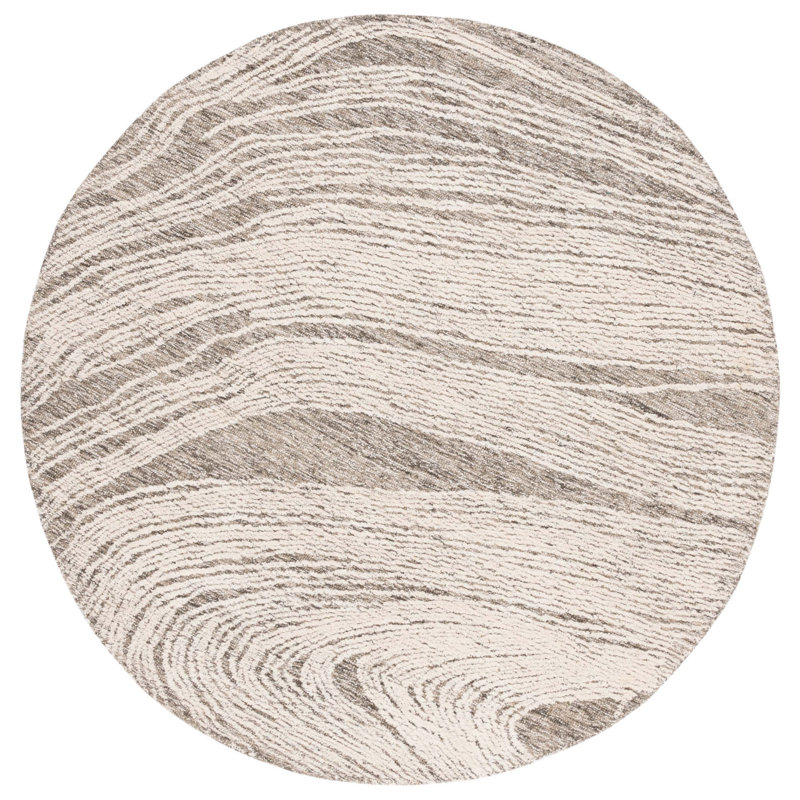 Tapis en laine touffeté à la main Bipin, Rond 6 pi