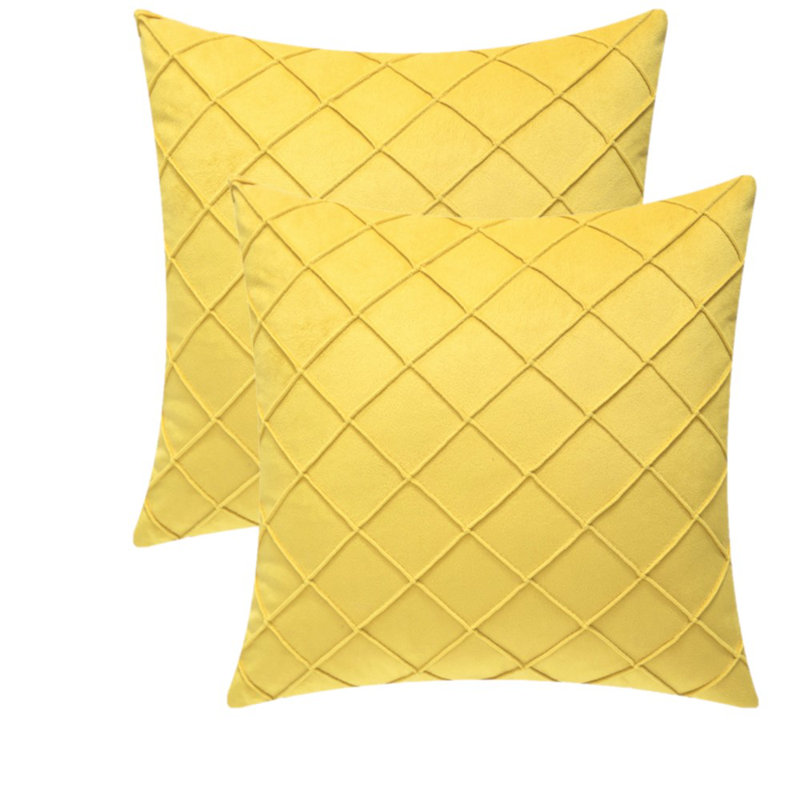 Coussins décoratifs en velours, sans insertions, 20 po x 20 po, Jaune, Carré