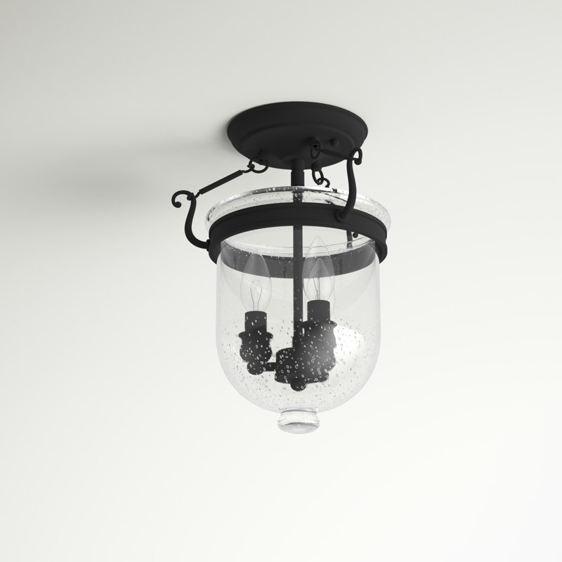 Plafonnier semi-encastré en forme d'urne à 3 lumières Husman Husman, H 14 po x l 10 po x P 10 po, Noir