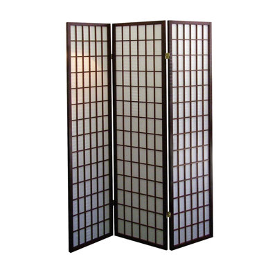 Paravent japonais à 3 panneaux de 70 pouces de hauteur, fini bois de cerisier et écrans en papier