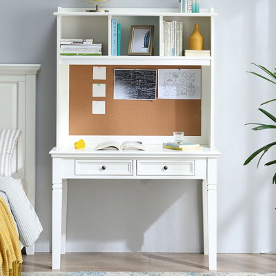 American-style all-solid wood desk and bookshelf integrated desk