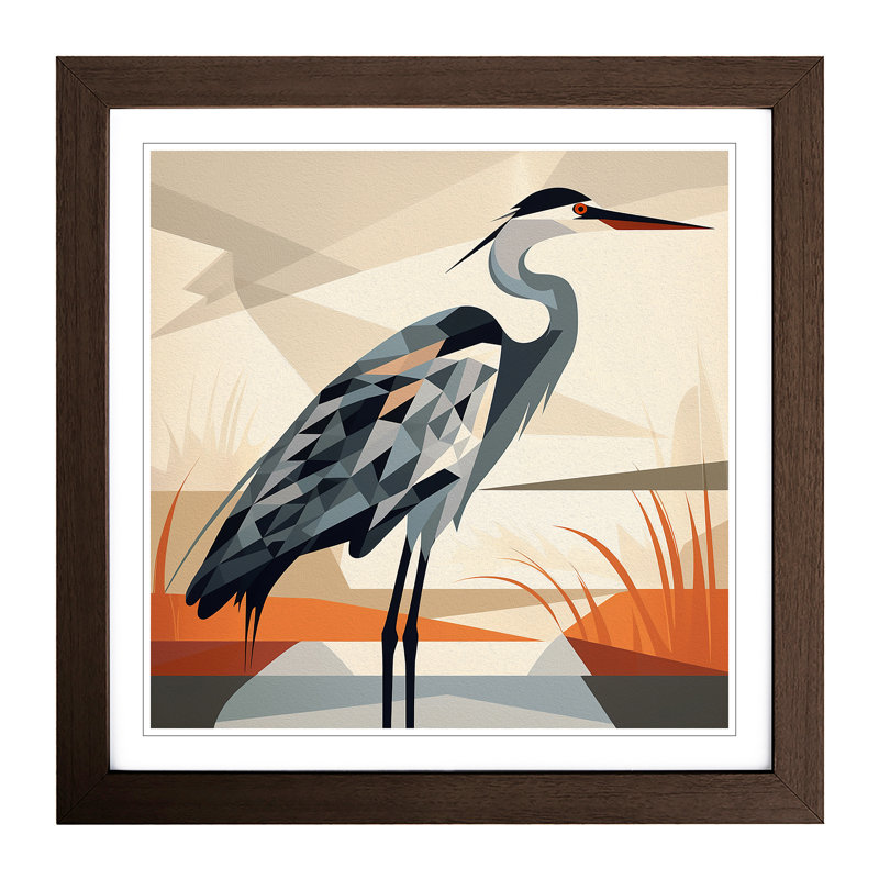 Heron Constructivism No.2 - Framed Print, Walnut