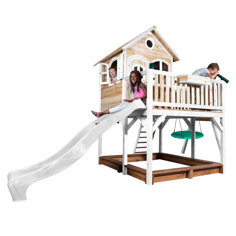 Liam AXI Hemlock Swing Set with 1 Swing(s) , 1 Slide(s), Brown/White, White