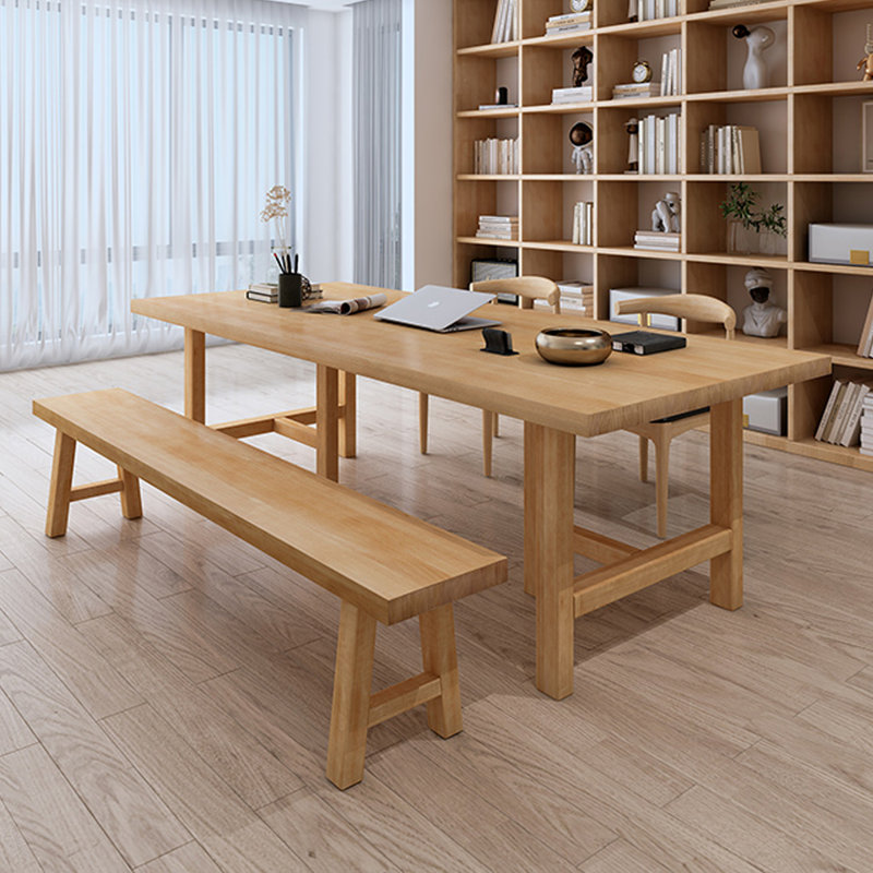Bureau rectangulaire en bois massif Burlywood, H 29,53 po x l 70,87 po x P 31,5 po