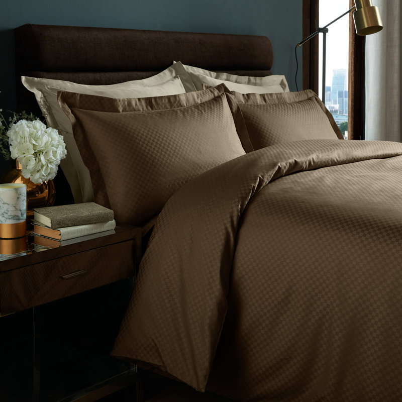 Adria Cotton Solid Colour Duvet Cover Set with Pillowcases, Caramel
